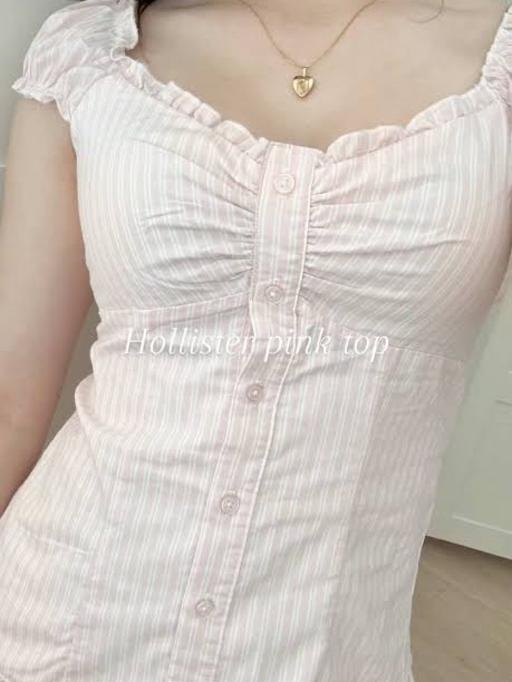 Hollister Light Pink Ruffle Strap Button-Up Tank